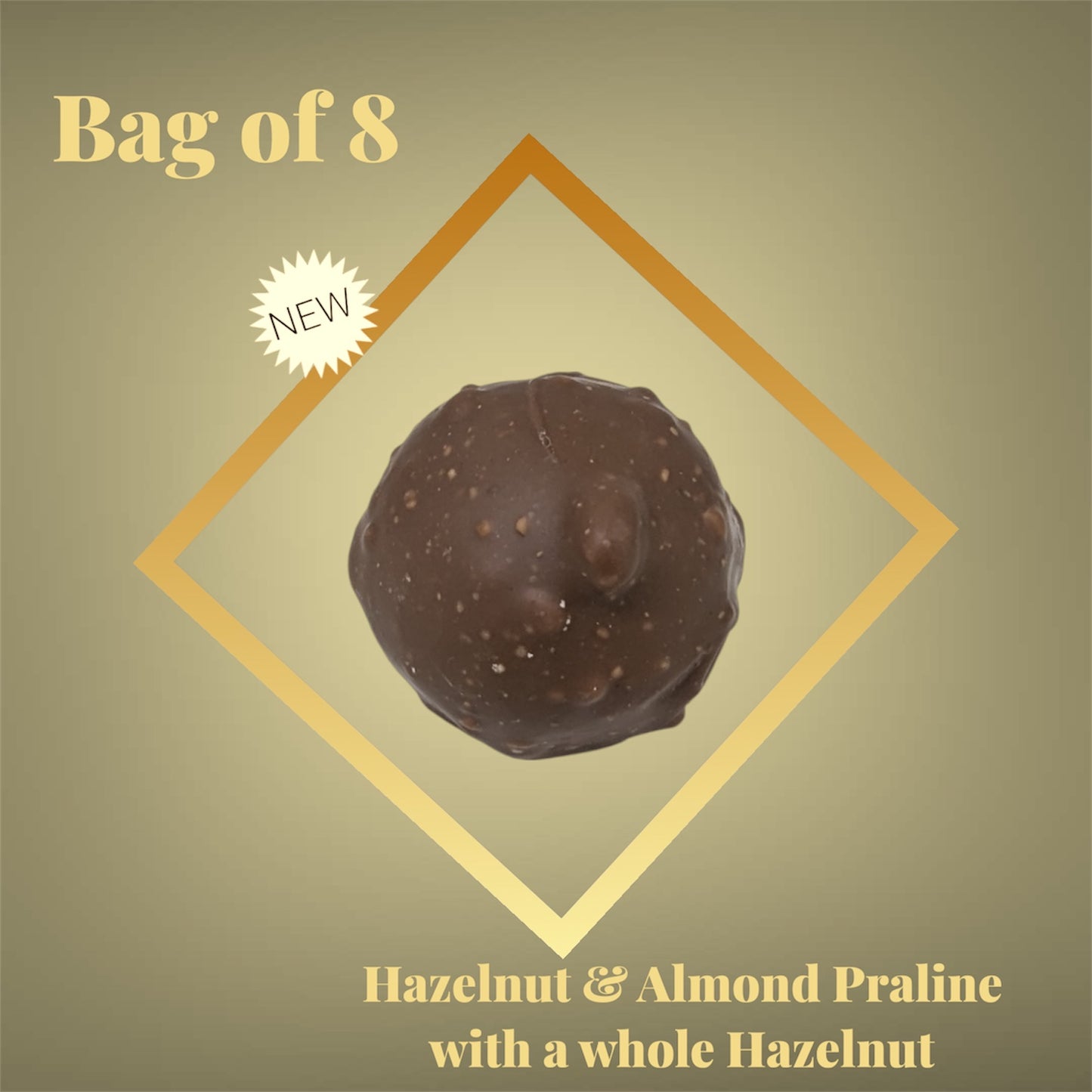 Hzalnut & Almond Praline with a whole Hazelnut